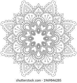 Leaf Flower Petal Coloring Mandala Art Simple Graphic Shape Vector Floral Oriental Outline Vintage Decorative Elements Pattern Illustration Islam Arabic Indian Turkish Mystic Religion Morals Lotus
