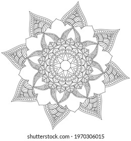 Leaf Flower Petal Coloring Mandala Art Simple Graphic Shape Vector Floral Oriental Outline Vintage Decorative Elements Pattern Illustration Islam Arabic Indian Turkish Mystic Religion Morals Lotus