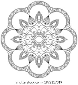 Leaf Flower Petal Coloring Mandala Art Simple Graphic Shape Vector Floral Oriental Outline Vintage Decorative Elements Pattern Illustration Islam Arabic Indian Turkish Mystic Religion Morals Lotus
