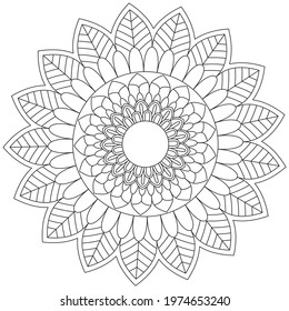 Leaf Flower Petal Coloring Mandala Art Simple Graphic Shape Vector Floral Oriental Outline Vintage Decorative Elements Pattern Illustration Islam Arabic Indian Turkish Mystic Religion Morals Lotus