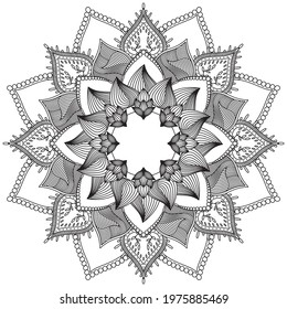 Leaf Flower Petal Coloring Mandala Art Simple Graphic Shape Vector Floral Oriental Outline Vintage Decorative Elements Pattern Illustration Islam Arabic Indian Turkish Mystic Religion Morals Lotus