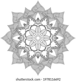 Leaf Flower Petal Coloring Mandala Art Simple Graphic Shape Vector Floral Oriental Outline Vintage Decorative Elements Pattern Illustration Islam Arabic Indian Turkish Mystic Religion Morals Lotus