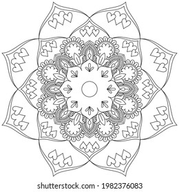 Leaf Flower Petal Coloring Mandala Art Simple Graphic Shape Vector Floral Oriental Outline Vintage Decorative Elements Pattern Illustration Islam Arabic Indian Turkish Mystic Religion Morals Lotus