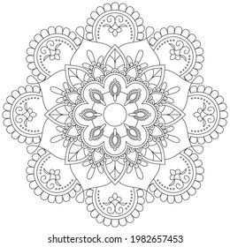 Leaf Flower Petal Coloring Mandala Art Simple Graphic Shape Vector Floral Oriental Outline Vintage Decorative Elements Pattern Illustration Islam Arabic Indian Turkish Mystic Religion Morals Lotus