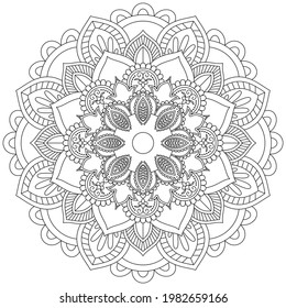 Leaf Flower Petal Coloring Mandala Art Simple Graphic Shape Vector Floral Oriental Outline Vintage Decorative Elements Pattern Illustration Islam Arabic Indian Turkish Mystic Religion Morals Lotus