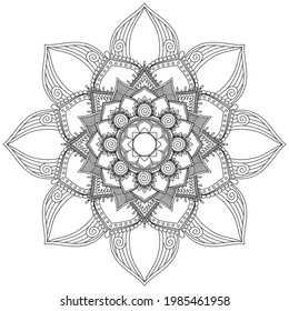 Leaf Flower Petal Coloring Mandala Art Simple Graphic Shape Vector Floral Oriental Outline Vintage Decorative Elements Pattern Illustration Islam Arabic Indian Turkish Mystic Religion Morals Lotus