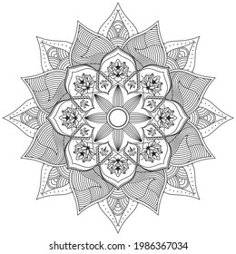 Flor de hoja Color de Petal Mandala Arte Forma gráfica Simple Vector Floral Esquema oriental Elementos decorativos de época Patrón Ilustración Islam Árabe India Turco Mística Religión Morales Lotus
