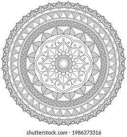 Leaf Flower Petal Coloring Mandala Art Simple Graphic Shape Vector Floral Oriental Outline Vintage Decorative Elements Pattern Illustration Islam Arabic Indian Turkish Mystic Religion Morals Lotus