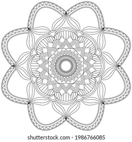 Leaf Blume Petal Farbe Mandala Kunst einfache grafische Form Vektorflorale Orientale Outline Vintage Dekorative Elemente Muster Illustration Islam Arabische indische türkische Religion Morals Lotus