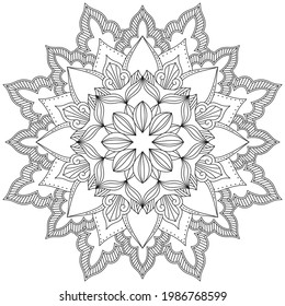 Leaf Flower Petal Coloring Mandala Art Simple Graphic Shape Vector Floral Oriental Outline Vintage Decorative Elements Pattern Illustration Islam Arabic Indian Turkish Mystic Religion Morals Lotus