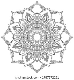 Leaf Flower Petal Coloring Mandala Art Simple Graphic Shape Vector Floral Oriental Outline Vintage Decorative Elements Pattern Illustration Islam Arabic Indian Turkish Mystic Religion Morals Lotus