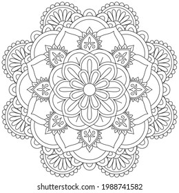 Leaf Flower Petal Coloring Mandala Art Simple Graphic Shape Vector Floral Oriental Outline Vintage Decorative Elements Pattern Illustration Islam Arabic Indian Turkish Mystic Religion Morals Lotus