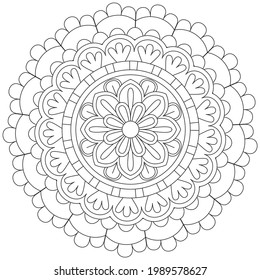 Leaf Flower Petal Coloring Mandala Art Simple Graphic Shape Vector Floral Oriental Outline Vintage Decorative Elements Pattern Illustration Islam Arabic Indian Turkish Mystic Religion Morals Lotus