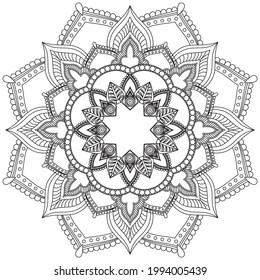 Leaf Flower Petal Coloring Mandala Art Simple Graphic Shape Vector Floral Oriental Outline Vintage Decorative Elements Pattern Illustration Islam Arabic Indian Turkish Mystic Religion Morals Lotus
