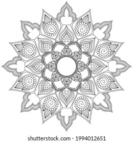 Leaf Flower Petal Coloring Mandala Art Simple Graphic Shape Vector Floral Oriental Outline Vintage Decorative Elements Pattern Illustration Islam Arabic Indian Turkish Mystic Religion Morals Lotus