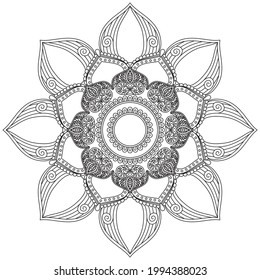 Leaf Blume Petal Farbe Mandala Kunst einfache grafische Form Vektorflorale Orientale Outline Vintage Dekorative Elemente Muster Illustration Islam Arabische indische türkische Religion Morals Lotus
