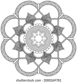 Leaf Flower Petal Coloring Mandala Art Simple Graphic Shape Vector Floral Oriental Outline Vintage Decorative Elements Pattern Illustration Islam Arabic Indian Turkish Mystic Religion Morals Lotus
