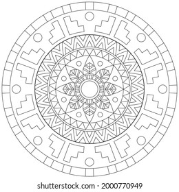 Flor de hoja Color de Petal Mandala Arte Forma gráfica Simple Vector Floral Esquema oriental Elementos decorativos de época Patrón Ilustración Islam Árabe India Turco Mística Religión Morales Lotus