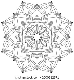 Leaf Flower Petal Coloring Mandala Art Simple Graphic Shape Vector Floral Oriental Outline Vintage Decorative Elements Pattern Illustration Islam Arabic Indian Turkish Mystic Religion Morals Lotus