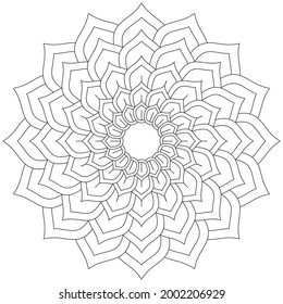 Leaf Flower Petal Coloring Mandala Art Simple Graphic Shape Vector Floral Oriental Outline Vintage Decorative Elements Pattern Illustration Islam Arabic Indian Turkish Mystic Religion Morals Lotus