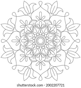 Leaf Flower Petal Coloring Mandala Art Simple Graphic Shape Vector Floral Oriental Outline Vintage Decorative Elements Pattern Illustration Islam Arabic Indian Turkish Mystic Religion Morals Lotus
