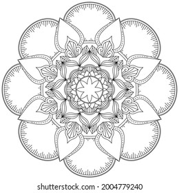 Leaf Flower Petal Coloring Mandala Art Simple Graphic Shape Vector Floral Oriental Outline Vintage Decorative Elements Pattern Illustration Islam Arabic Indian Turkish Mystic Religion Morals Lotus