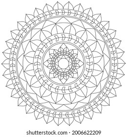 Leaf Flower Petal Coloring Mandala Art Simple Graphic Shape Vector Floral Oriental Outline Vintage Decorative Elements Pattern Illustration Islam Arabic Indian Turkish Mystic Religion Morals Lotus