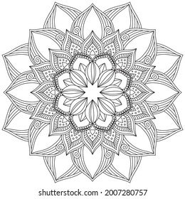 Leaf Flower Petal Coloring Mandala Art Simple Graphic Shape Vector Floral Oriental Outline Vintage Decorative Elements Pattern Illustration Islam Arabic Indian Turkish Mystic Religion Morals Lotus