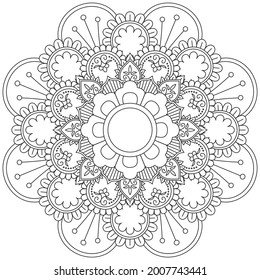 Leaf Flower Petal Coloring Mandala Art Simple Graphic Shape Vector Floral Oriental Outline Vintage Decorative Elements Pattern Illustration Islam Arabic Indian Turkish Mystic Religion Morals Lotus