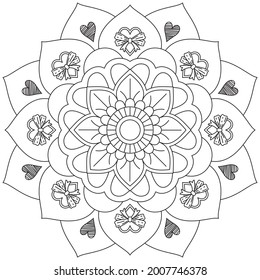 Leaf Flower Petal Coloring Mandala Art Simple Graphic Shape Vector Floral Oriental Outline Vintage Decorative Elements Pattern Illustration Islam Arabic Indian Turkish Mystic Religion Morals Lotus