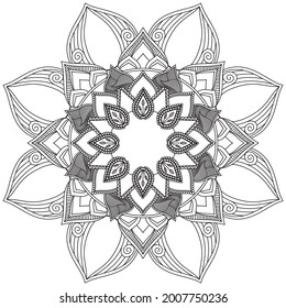Leaf Flower Petal Coloring Mandala Art Simple Graphic Shape Vector Floral Oriental Outline Vintage Decorative Elements Pattern Illustration Islam Arabic Indian Turkish Mystic Religion Morals Lotus