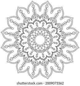 Leaf Flower Petal Coloring Mandala Art Simple Graphic Shape Vector Floral Oriental Outline Vintage Decorative Elements Pattern Illustration Islam Arabic Indian Turkish Mystic Religion Morals Lotus