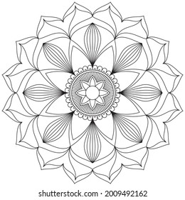 Leaf Flower Petal Coloring Mandala Art Simple Graphic Shape Vector Floral Oriental Outline Vintage Decorative Elements Pattern Illustration Islam Arabic Indian Turkish Mystic Religion Morals Lotus