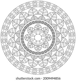 Flor de hoja Color de Petal Mandala Arte Forma gráfica Simple Vector Floral Esquema oriental Elementos decorativos de época Patrón Ilustración Islam Árabe India Turco Mística Religión Morales Lotus