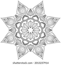 Leaf Flower Petal Coloring Mandala Art Simple Graphic Shape Vector Floral Oriental Outline Vintage Decorative Elements Pattern Illustration Islam Arabic Indian Turkish Mystic Religion Morals Lotus