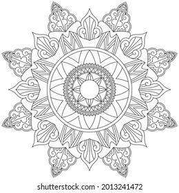Leaf Flower Petal Coloring Mandala Art Simple Graphic Shape Vector Floral Oriental Outline Vintage Decorative Elements Pattern Illustration Islam Arabic Indian Turkish Mystic Religion Morals Lotus