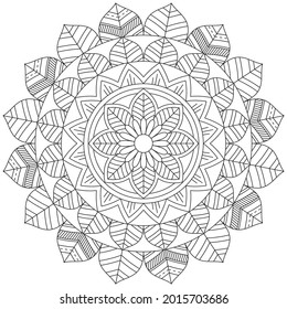 Leaf Flower Petal Coloring Mandala Art Simple Graphic Shape Vector Floral Oriental Outline Vintage Decorative Elements Pattern Illustration Islam Arabic Indian Turkish Mystic Religion Morals Lotus