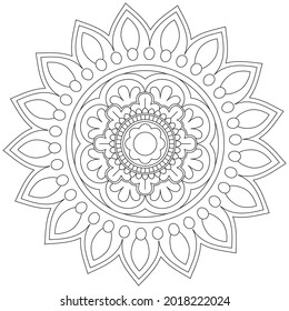 Leaf Flower Petal Coloring Mandala Art Simple Graphic Shape Vector Floral Oriental Outline Vintage Decorative Elements Pattern Illustration Islam Arabic Indian Turkish Mystic Religion Morals Lotus