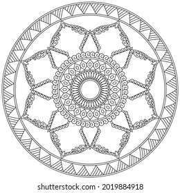 Leaf Flower Petal Coloring Mandala Art Simple Graphic Shape Vector Floral Oriental Outline Vintage Decorative Elements Pattern Illustration Islam Arabic Indian Turkish Mystic Religion Morals Lotus