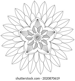 Flor de hoja Color de Petal Mandala Arte Forma gráfica Simple Vector Floral Esquema oriental Elementos decorativos de época Patrón Ilustración Islam Árabe India Turco Mística Religión Morales Lotus