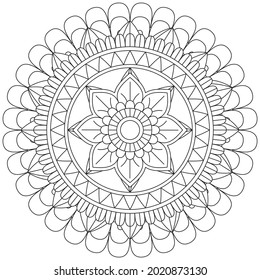 Leaf Flower Petal Coloring Mandala Art Simple Graphic Shape Vector Floral Oriental Outline Vintage Decorative Elements Pattern Illustration Islam Arabic Indian Turkish Mystic Religion Morals Lotus