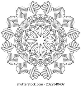 Leaf Flower Petal Coloring Mandala Art Simple Graphic Shape Vector Floral Oriental Outline Vintage Decorative Elements Pattern Illustration Islam Arabic Indian Turkish Mystic Religion Morals Lotus