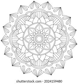 Leaf Flower Petal Coloring Mandala Art Simple Graphic Shape Vector Floral Oriental Outline Vintage Decorative Elements Pattern Illustration Islam Arabic Indian Turkish Mystic Religion Morals Lotus