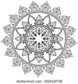 Leaf Blume Petal Farbe Mandala Kunst einfache grafische Form Vektorflorale Orientale Outline Vintage Dekorative Elemente Muster Illustration Islam Arabische indische türkische Religion Morals Lotus