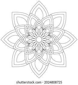 Leaf Flower Petal Coloring Mandala Art Simple Graphic Shape Vector Floral Oriental Outline Vintage Decorative Elements Pattern Illustration Islam Arabic Indian Turkish Mystic Religion Morals Lotus