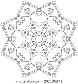 Leaf Flower Petal Coloring Mandala Art Simple Graphic Shape Vector Floral Oriental Outline Vintage Decorative Elements Pattern Illustration Islam Arabic Indian Turkish Mystic Religion Morals Lotus