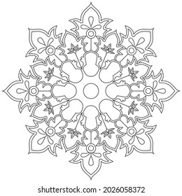 Leaf Flower Petal Coloring Mandala Art Simple Graphic Shape Vector Floral Oriental Outline Vintage Decorative Elements Pattern Illustration Islam Arabic Indian Turkish Mystic Religion Morals Lotus