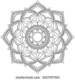 Flor de hoja Color de Petal Mandala Arte Forma gráfica Simple Vector Floral Esquema oriental Elementos decorativos de época Patrón Ilustración Islam Árabe India Turco Mística Religión Morales Lotus