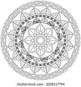 Leaf Flower Petal Coloring Mandala Art Simple Graphic Shape Vector Floral Oriental Outline Vintage Decorative Elements Pattern Illustration Islam Arabic Indian Turkish Mystic Religion Morals Lotus