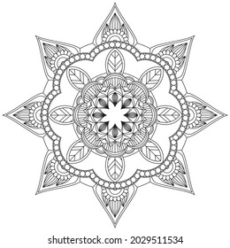 Flor de hoja Color de Petal Mandala Arte Forma gráfica Simple Vector Floral Esquema oriental Elementos decorativos de época Patrón Ilustración Islam Árabe India Turco Mística Religión Morales Lotus